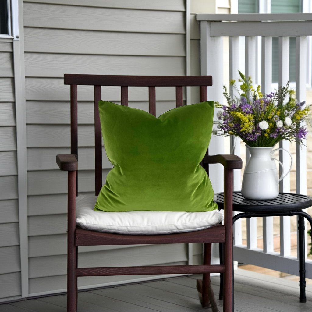 JB Martin Mohair Throw Pillows in Spring Green
