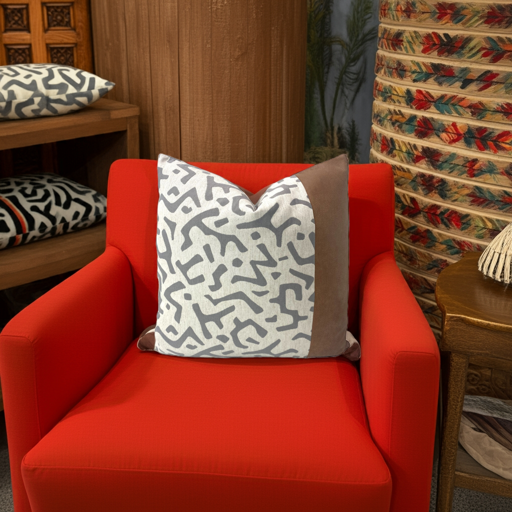 P/Kaufmann Nara Throw Pillows with Italian Leather Border