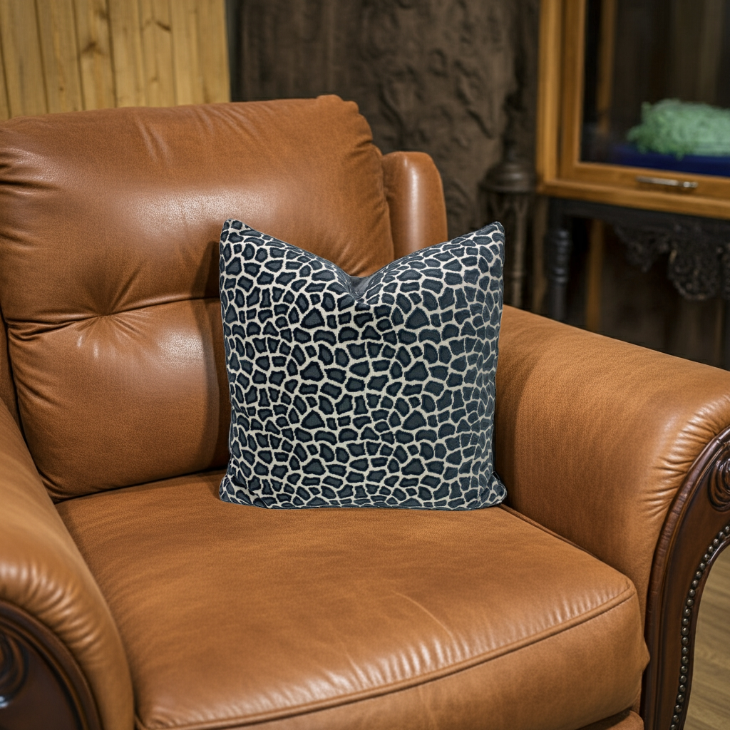 Designer Animal Print Throw Pillows in Deep Grays