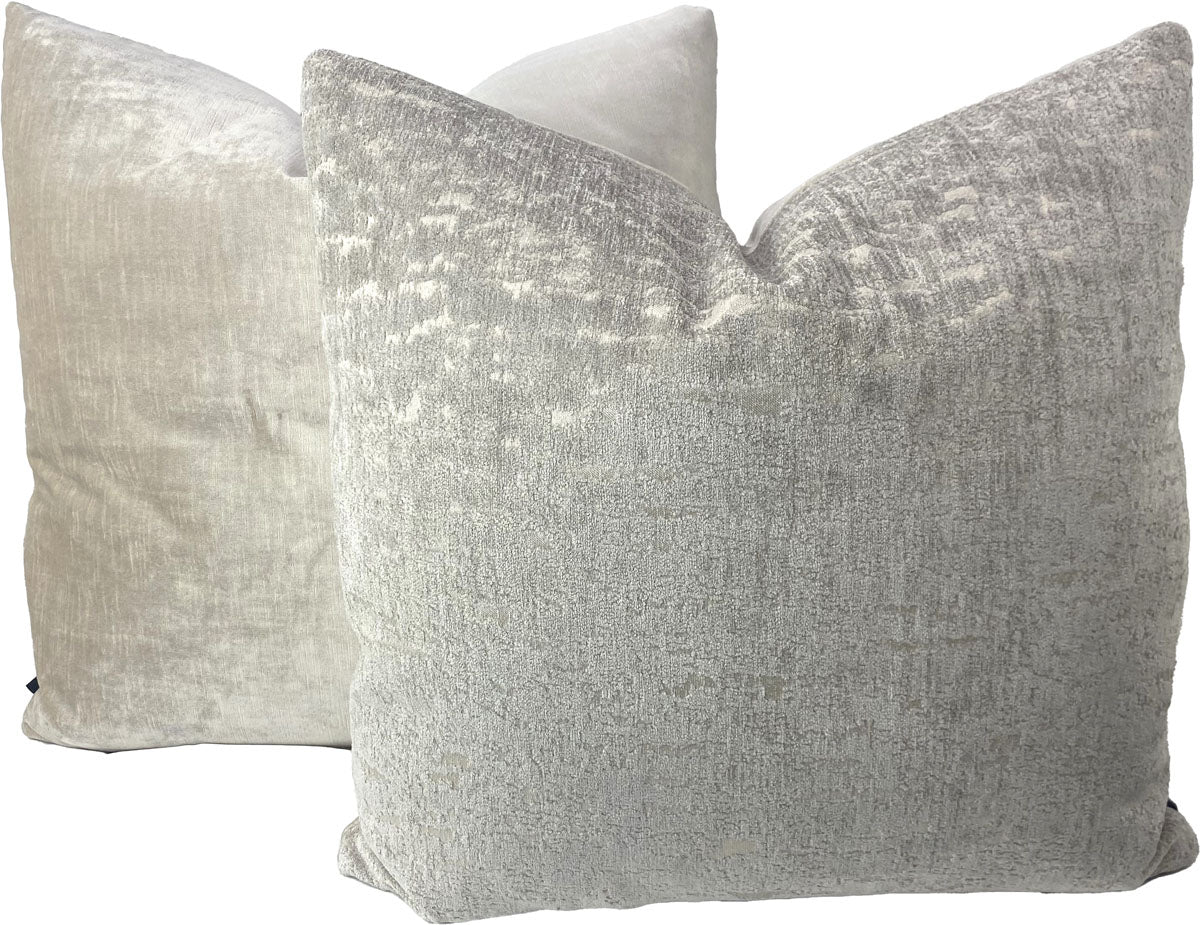 Kravet Couture Clouds Velvet in light gray pillows