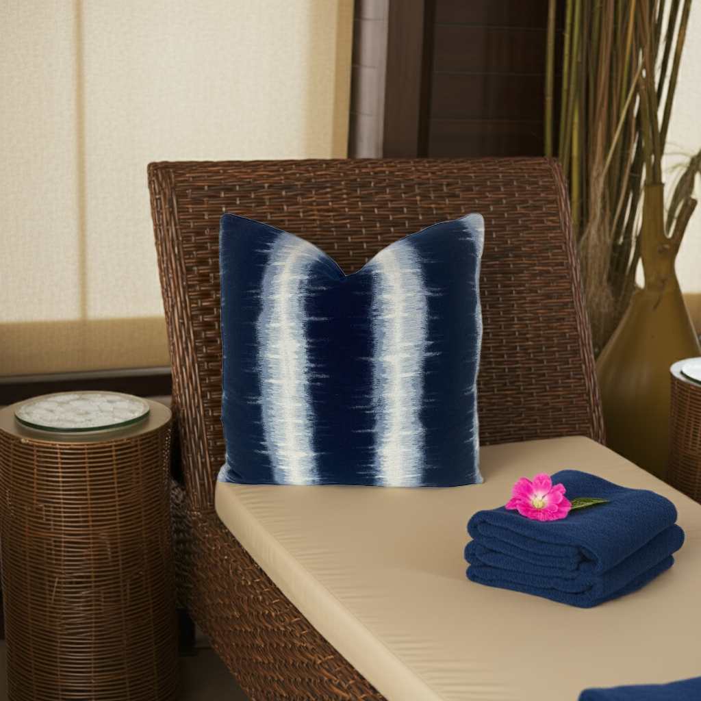 Morgan Fabrics Banda Throw Pillows in Indigo