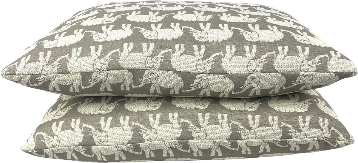 John Robshaw for Duralee Elephants Pillows in Sand