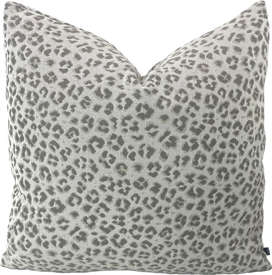 Designer Leopard Print Pillow in Taupe