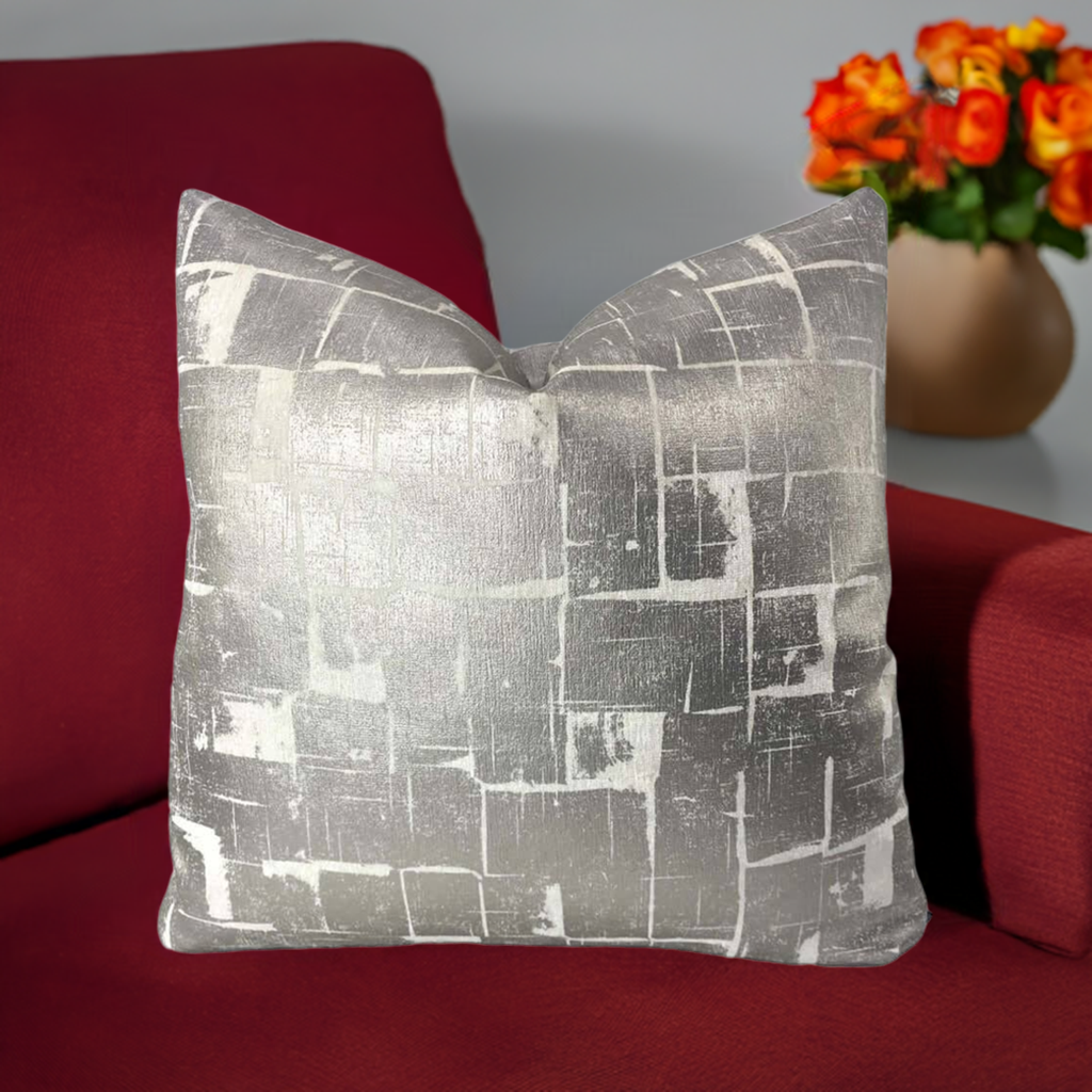 Unchained Throw Pillows in Silver & Ivory