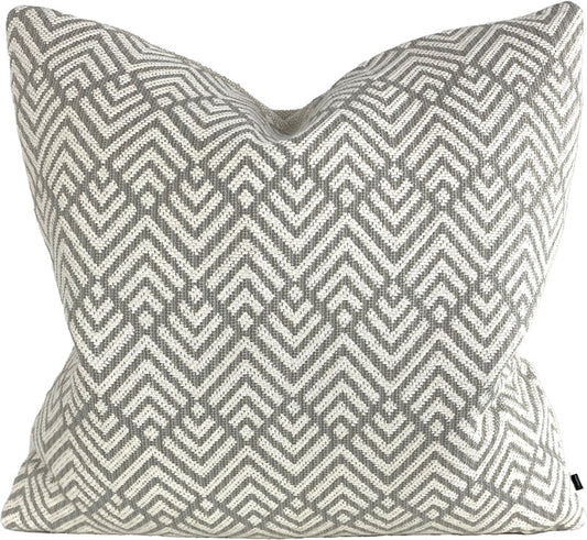 Diamond pattern cotton weave pillows in taupe