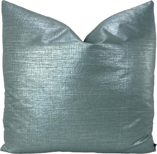 Metallic Linen throw pillows in teal
