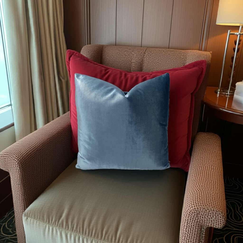 Designer Ocean Blue Velvet Throw Pillows