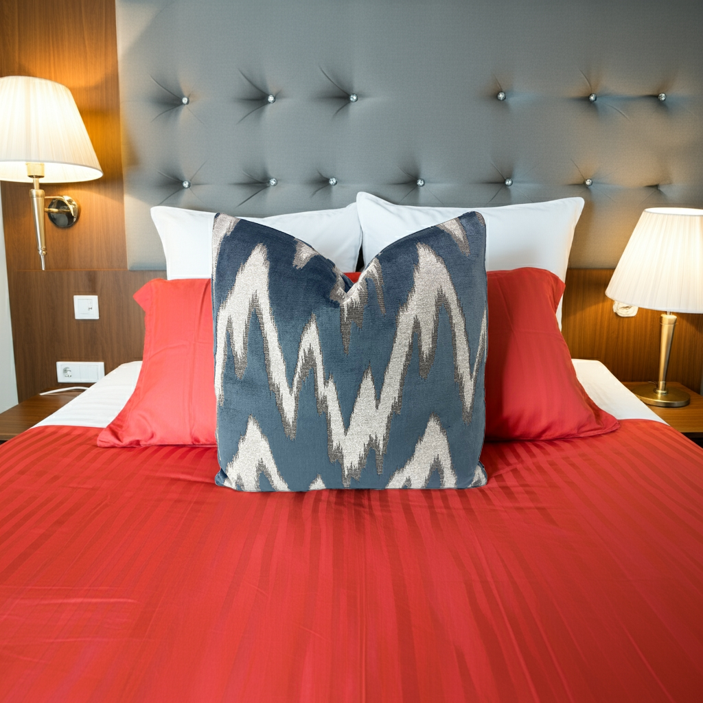 Zealand Bluesteel Cut Velvet Throw Pillows