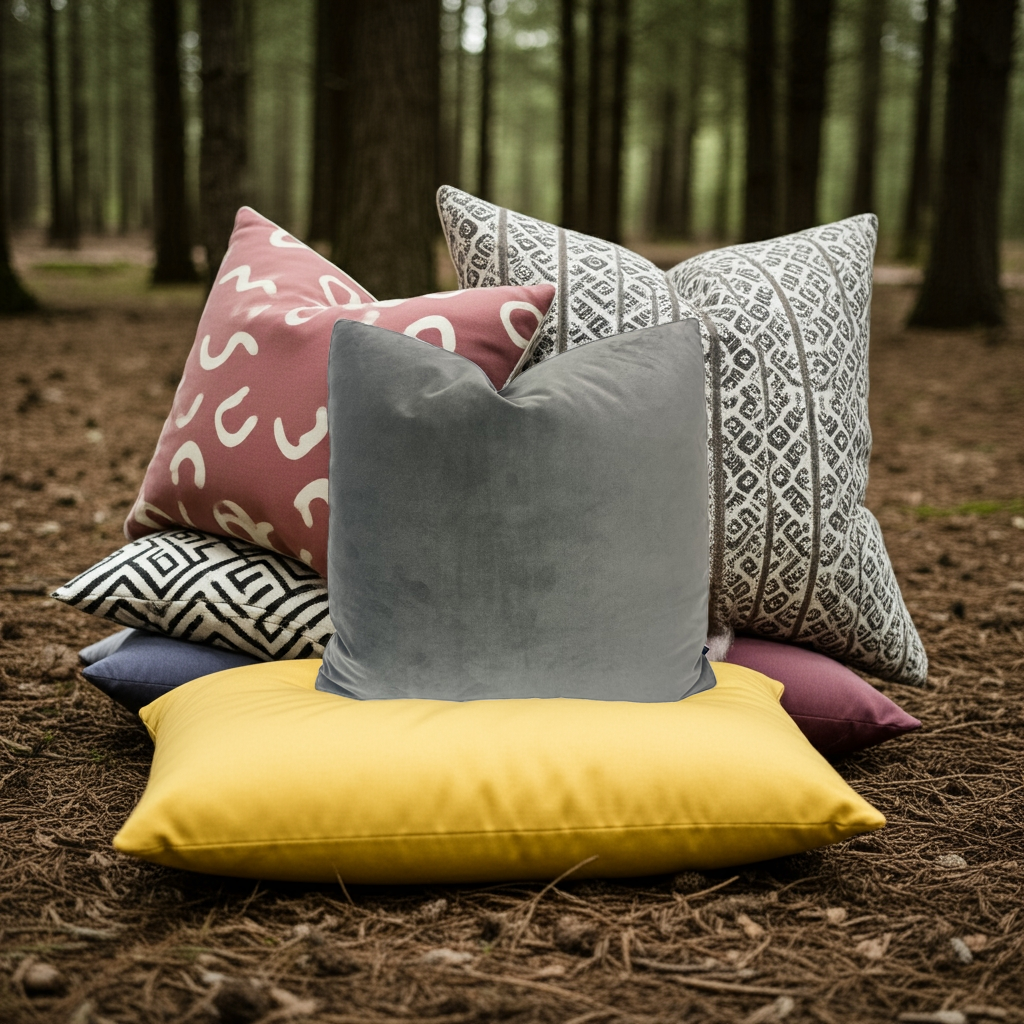 JB Martin Mohair Throw Pillows in Pewter