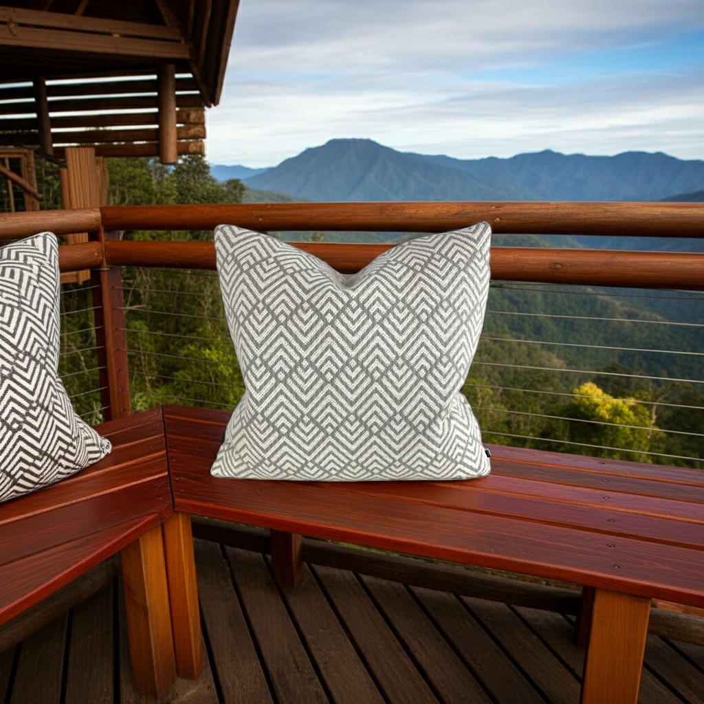 Designer Diamond Cotton Weave Throw Pillows in Taupe