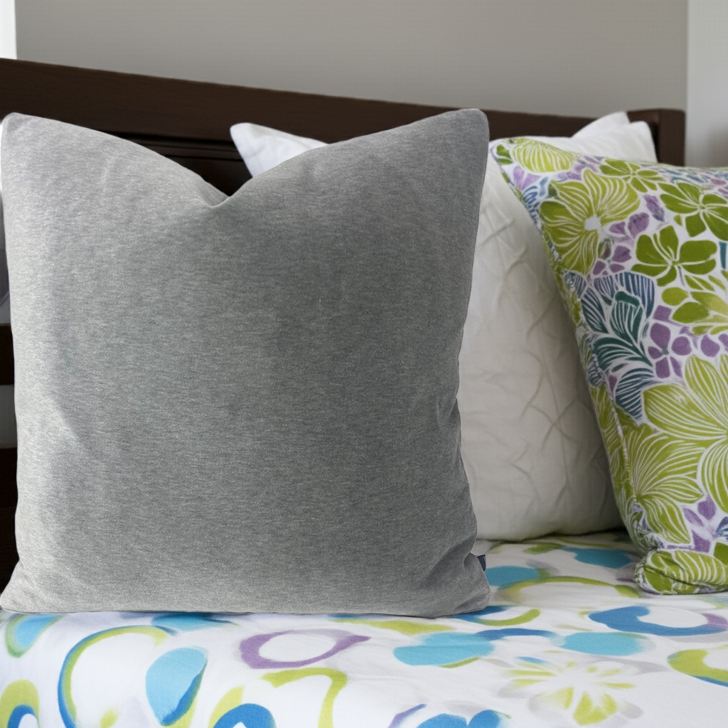 Designer Performance Velvet Throw Pillows in Storm