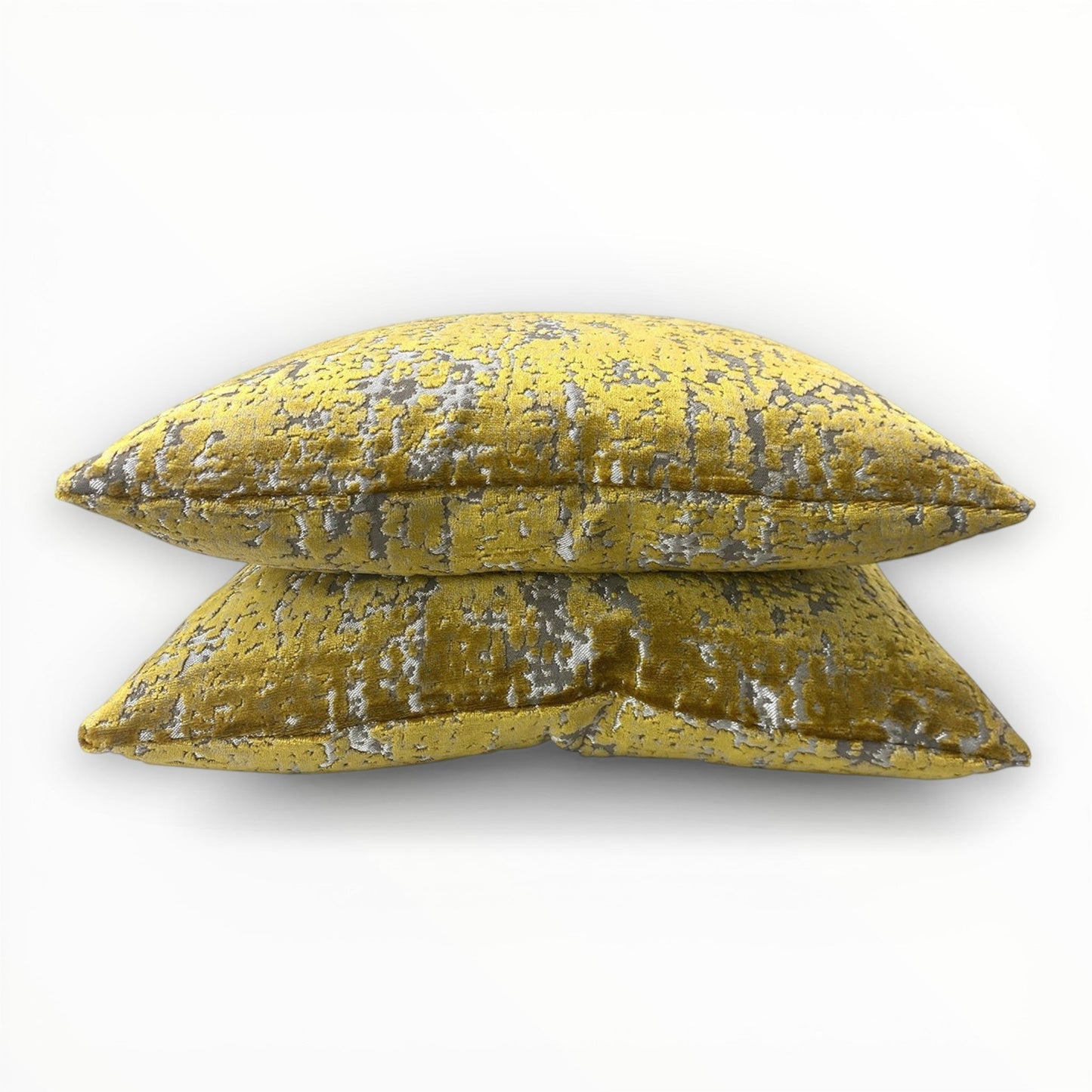 luxury cut velvet pillow with abstract texture in gold