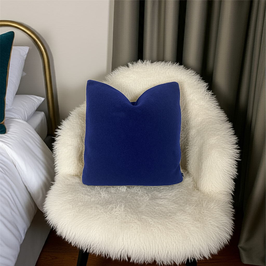 Designer Indigo Bouclé Throw Pillows