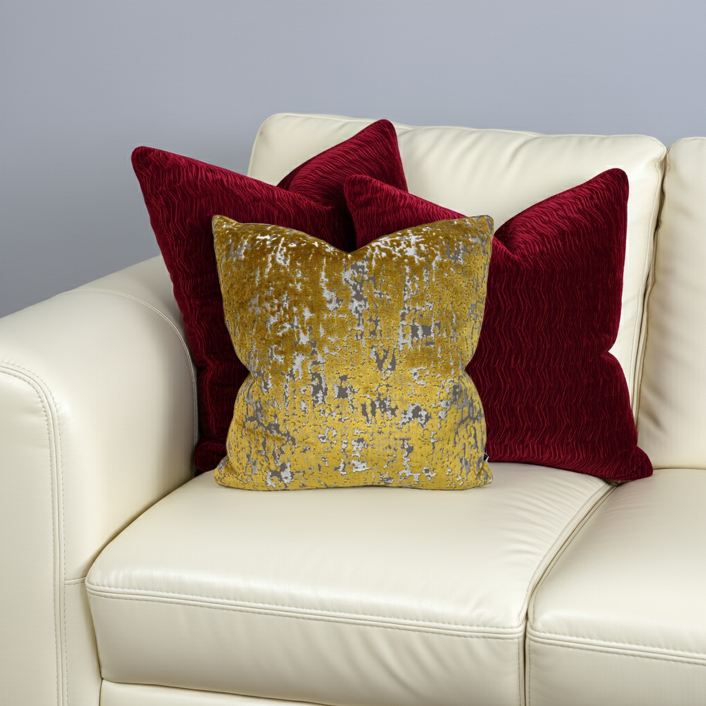 Cumulous Cut Velvet Throw Pillows in Gold