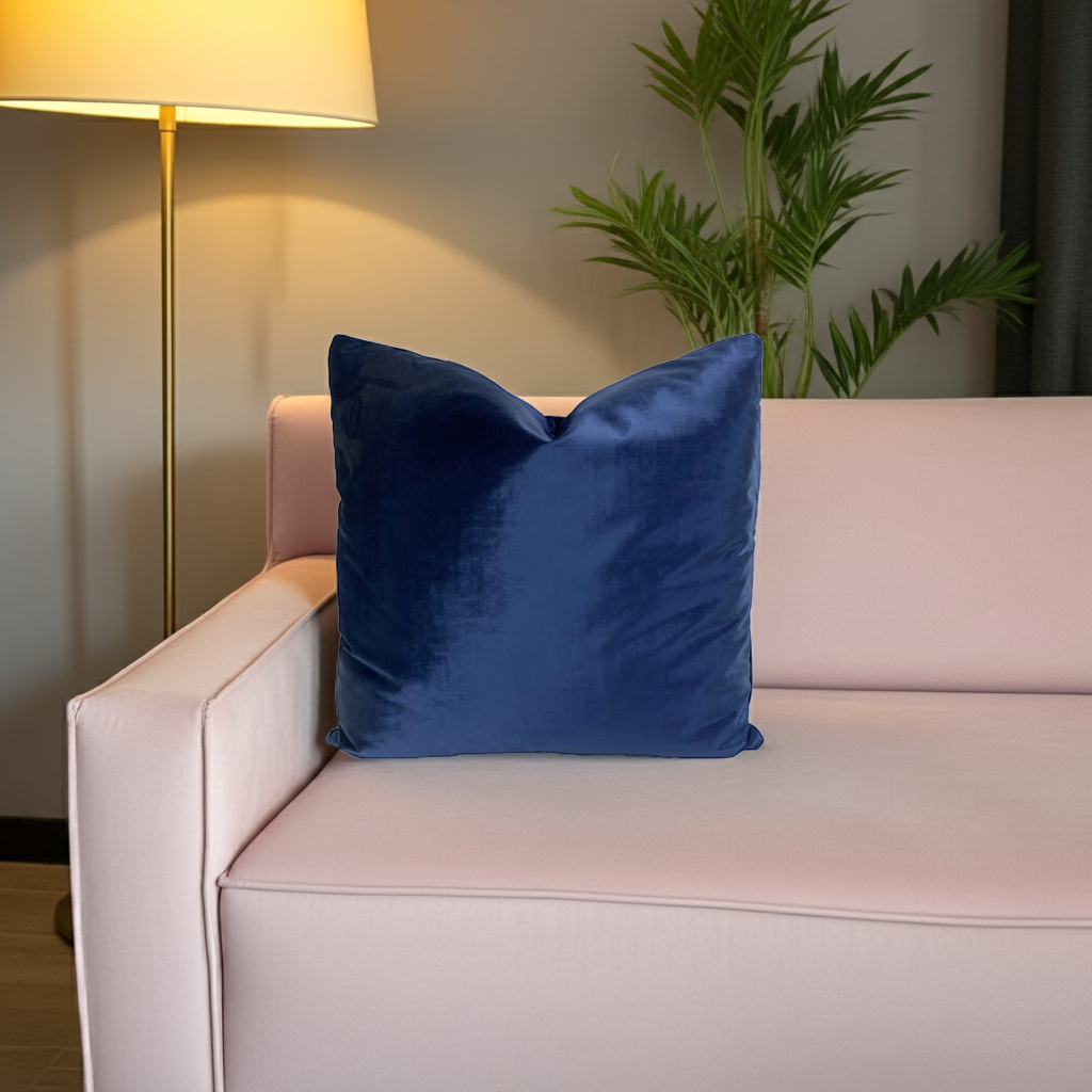Glam Velvet Throw Pillows in Navy