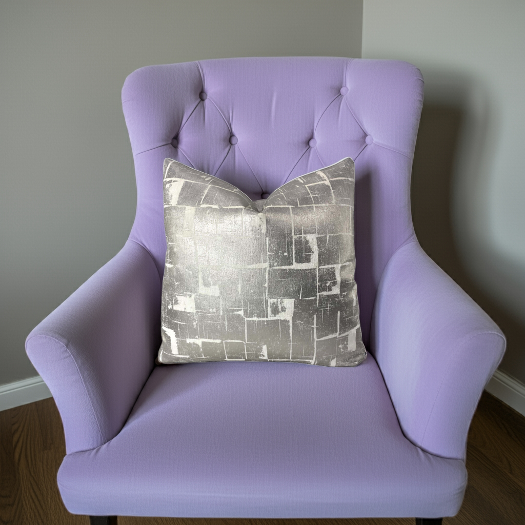 Unchained Throw Pillows in Silver & Ivory