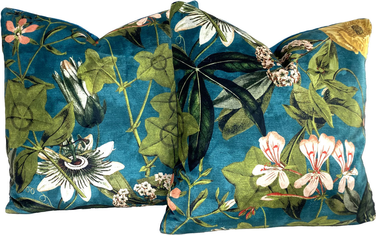 Kravet Passiflora Kingfisher Pillows