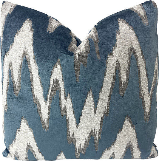 Zealand Bluesteel Cut Velvet Pillows