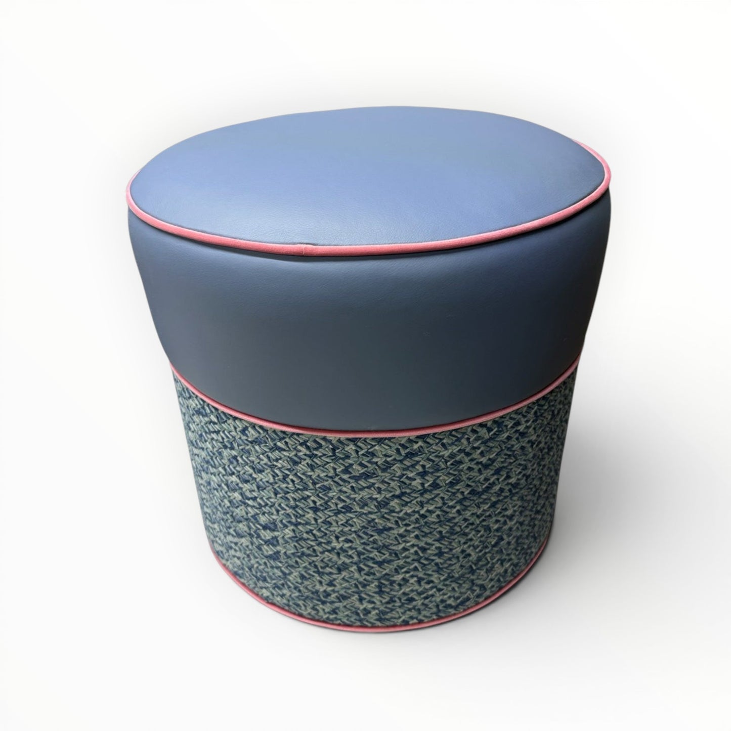 Pillowfina Ottoman/Stool with Moore & Giles leather and Kravet Couture fabric
