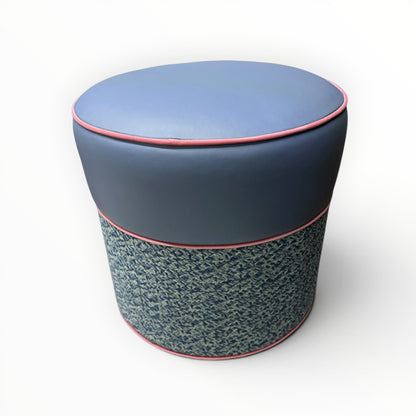 Pillowfina Ottoman/Stool with Moore & Giles leather and Kravet Couture fabric