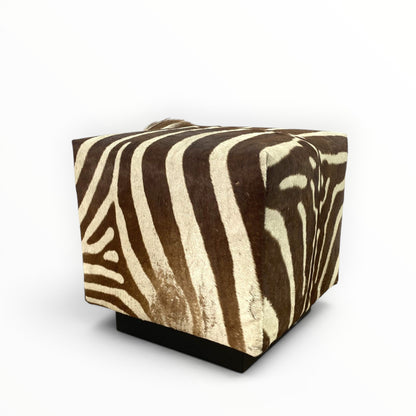 Vintage Zebra Hide Cube Ottoman