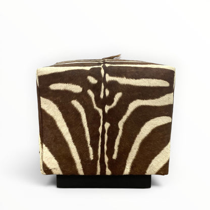 Vintage Zebra Hide Cube Ottoman