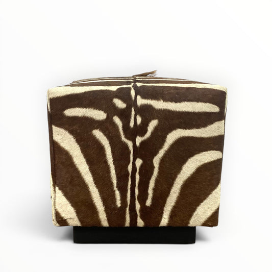 Vintage Zebra Hide Cube Ottoman