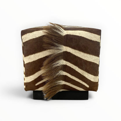 Vintage Zebra Hide Cube Ottoman
