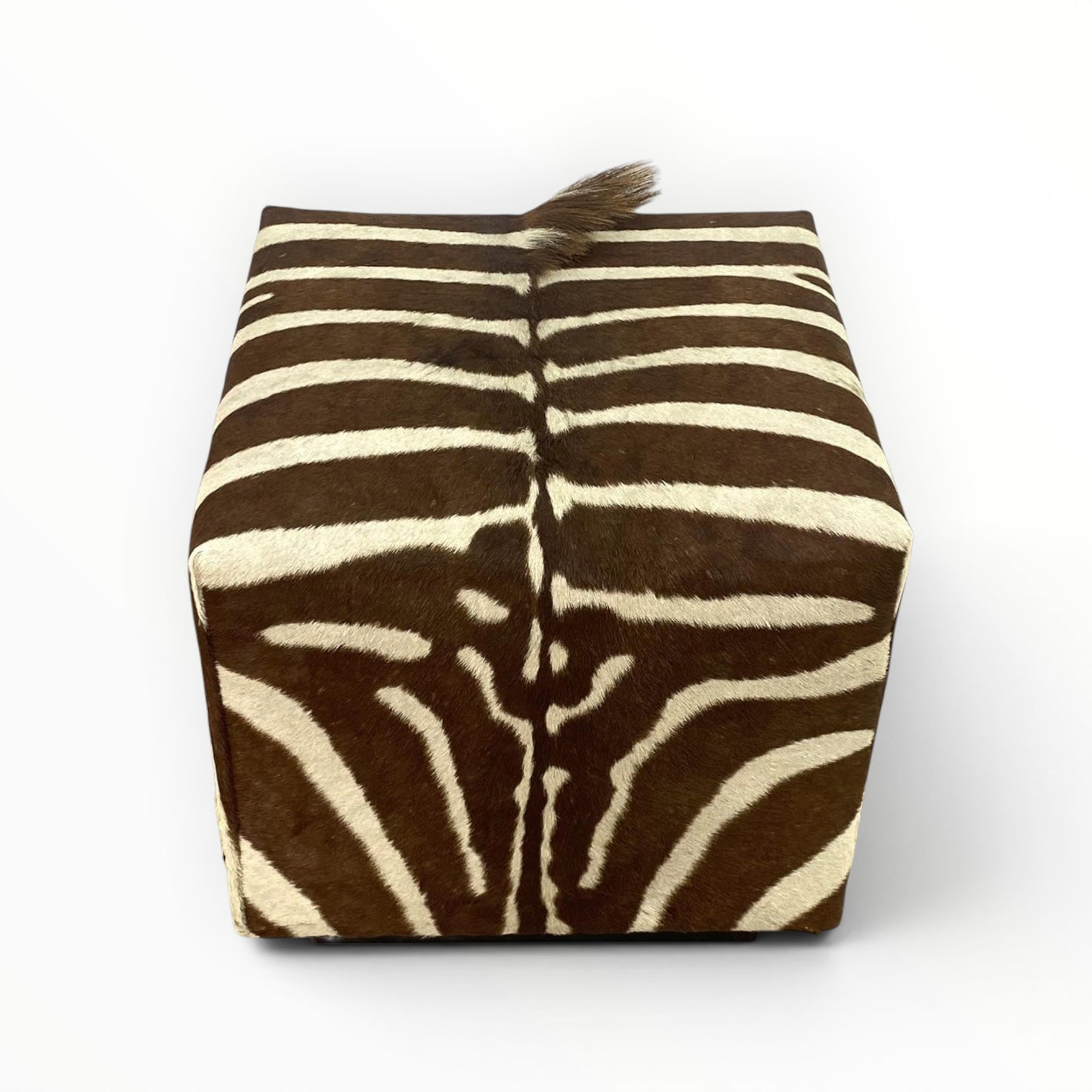 Vintage Zebra Hide Cube Ottoman
