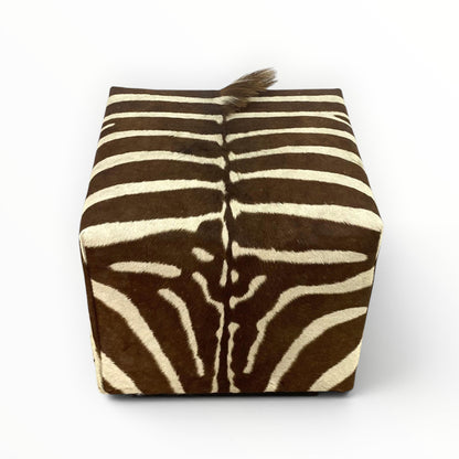 Vintage Zebra Hide Cube Ottoman