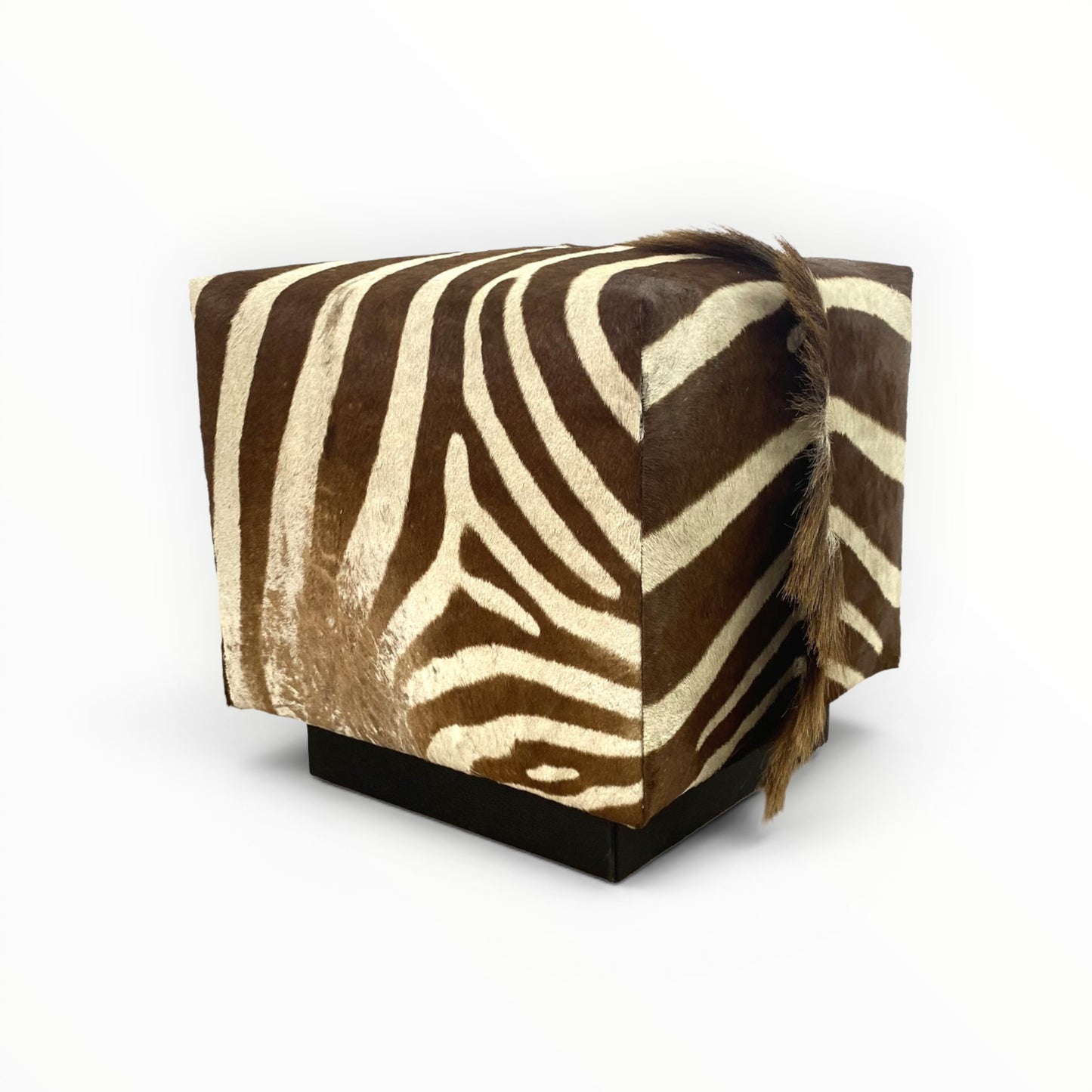 Vintage Zebra Hide Cube Ottoman