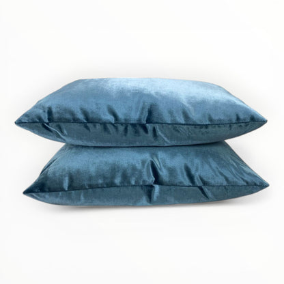 velvet fabric detail showing short pile and light reflection in admiral blue