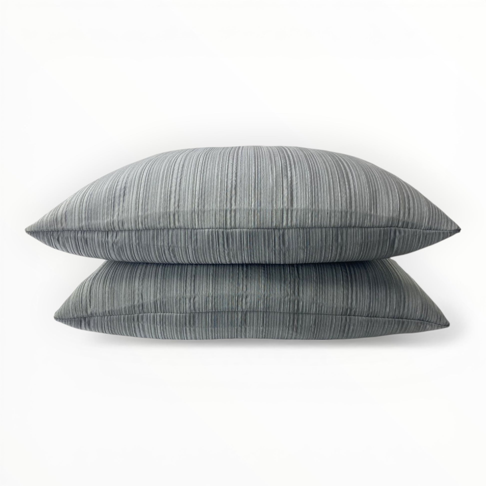 pewter metallic throw pillow cover with subtle sheen and textured fabric