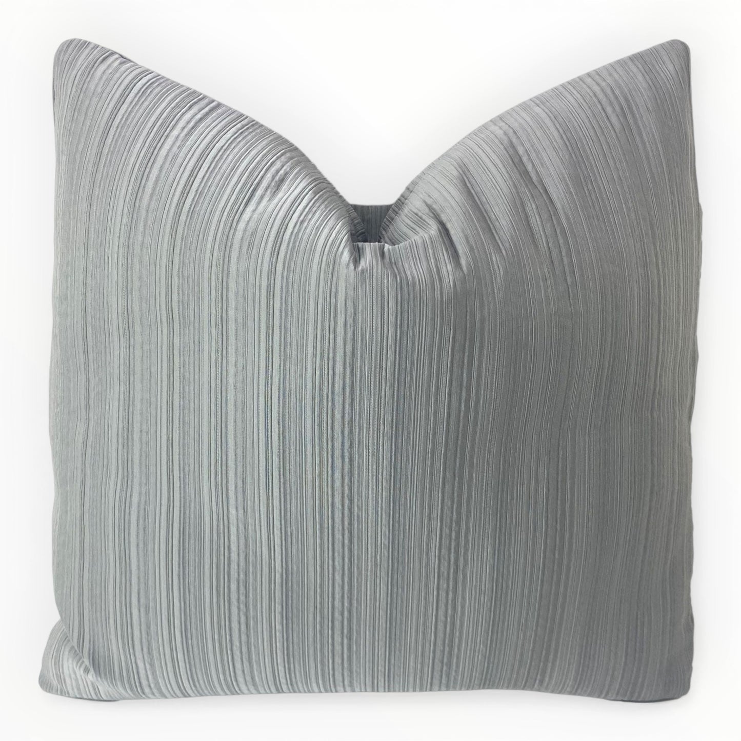Armani Casa Swiss Pewter metallic throw pillow cover on neutral sofa