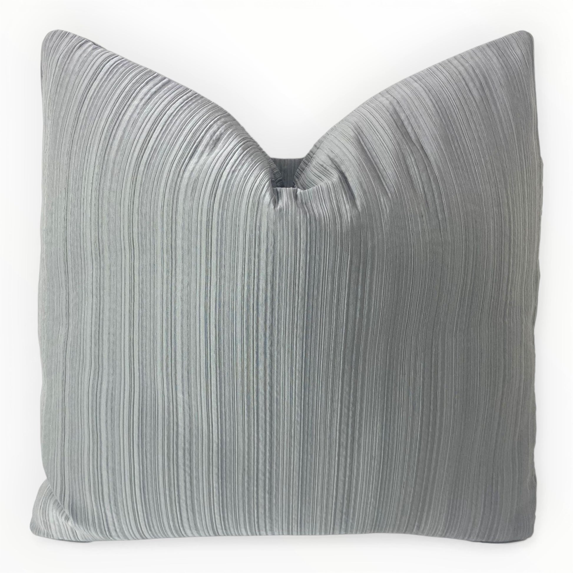Armani Casa Swiss Pewter metallic throw pillow cover on neutral sofa