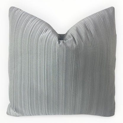 Armani Casa Swiss Pewter metallic throw pillow cover on neutral sofa