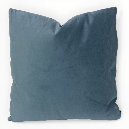 Barrow Ciabatta Blue textured throw pillow cover on neutral sofa