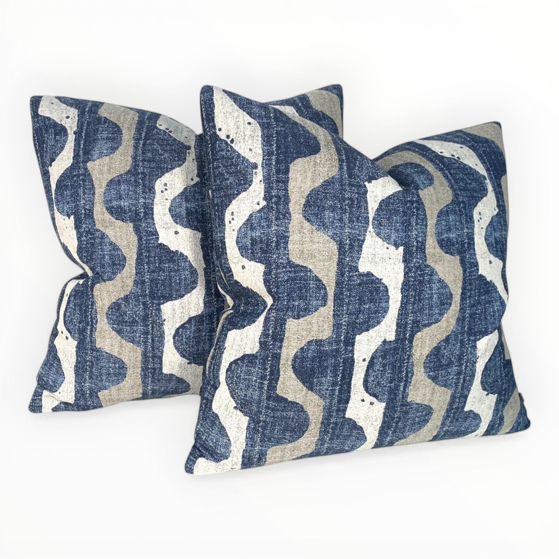 modern interior styled with blue patterned pillow