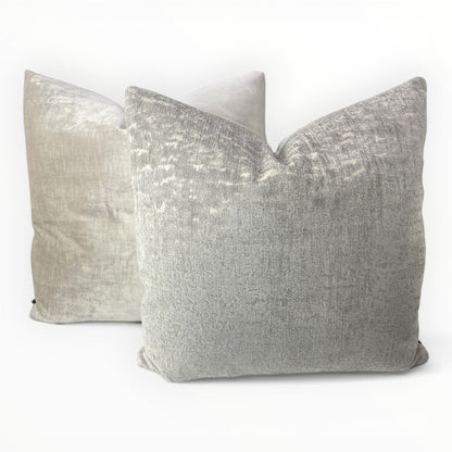 soft neutral velvet throw pillow cover with smooth texture and light sheen