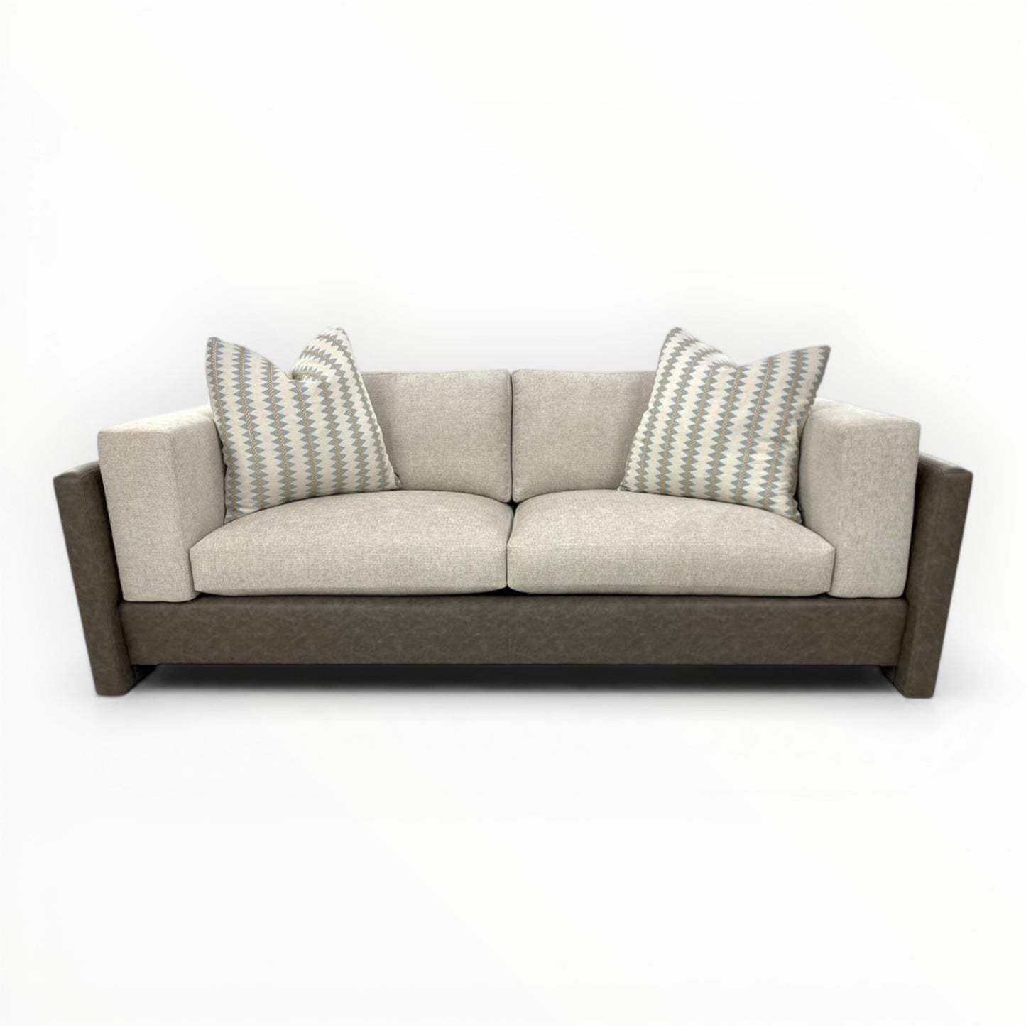 modern interior styled with blue stripe pillow