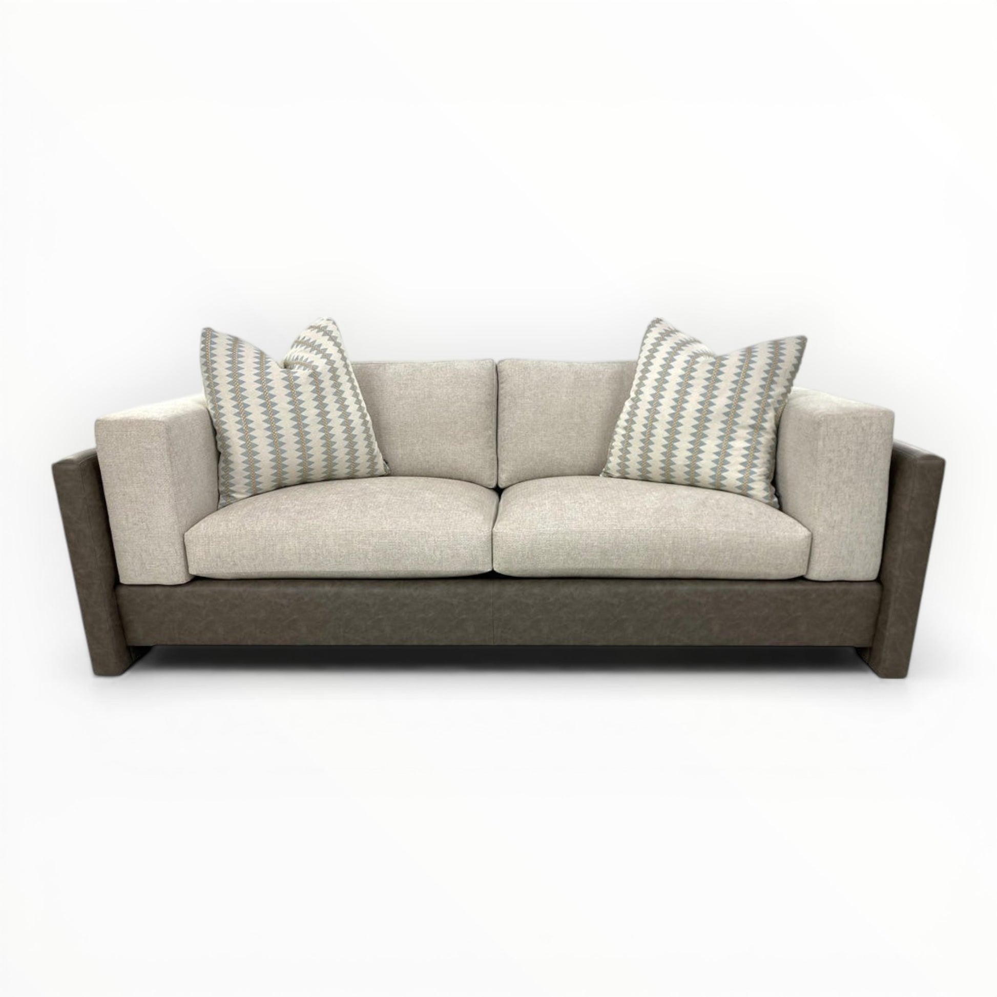modern interior styled with blue stripe pillow