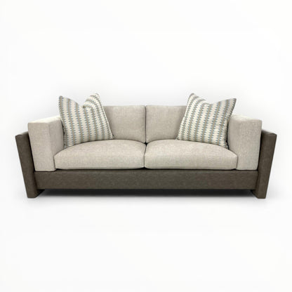 modern interior styled with blue stripe pillow