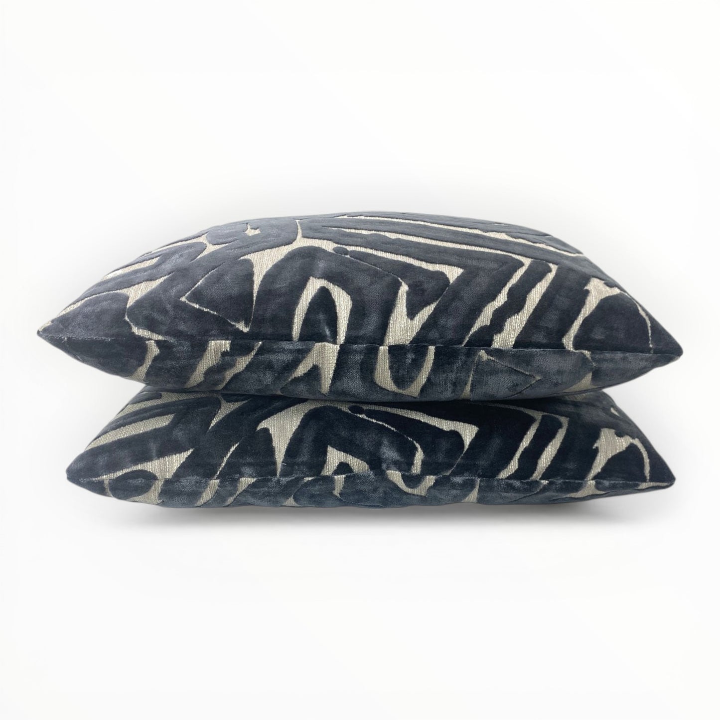 S Harris Depiction fabric detail showing mirrored velvet texture and geometric design