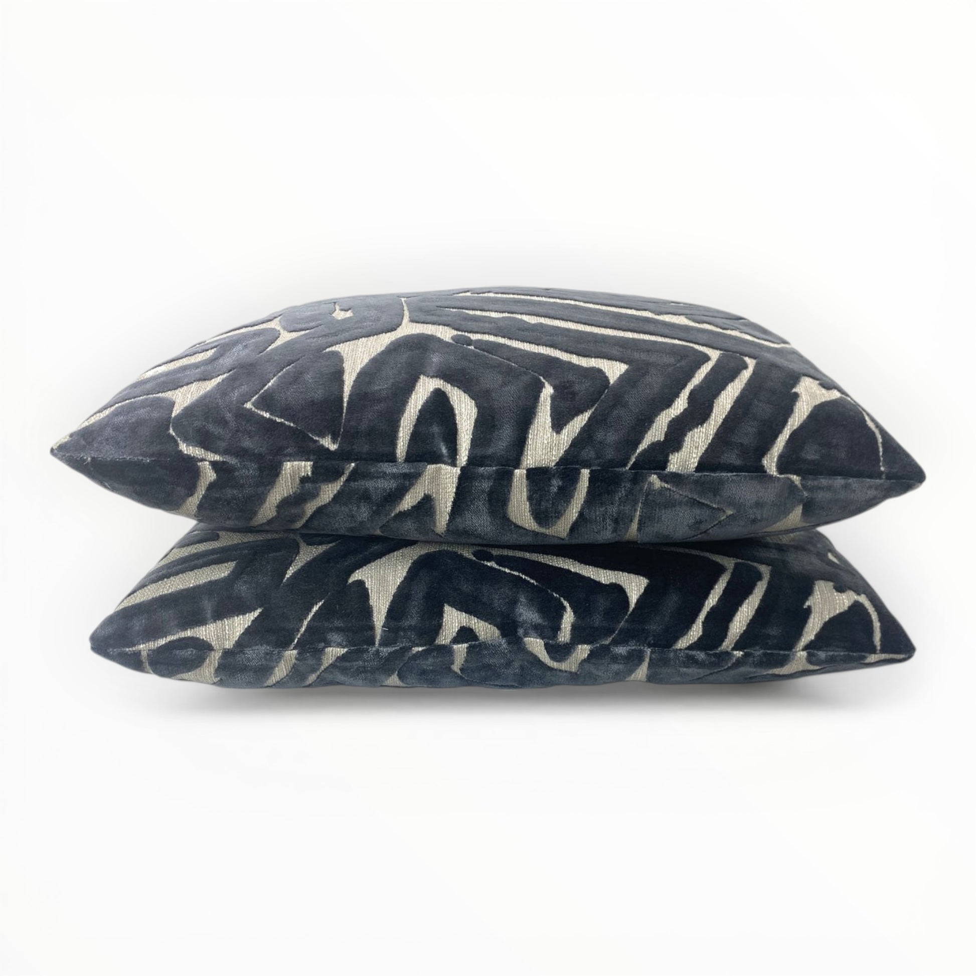S Harris Depiction fabric detail showing mirrored velvet texture and geometric design