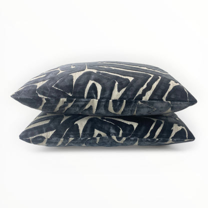 S Harris Depiction fabric detail showing mirrored velvet texture and geometric design
