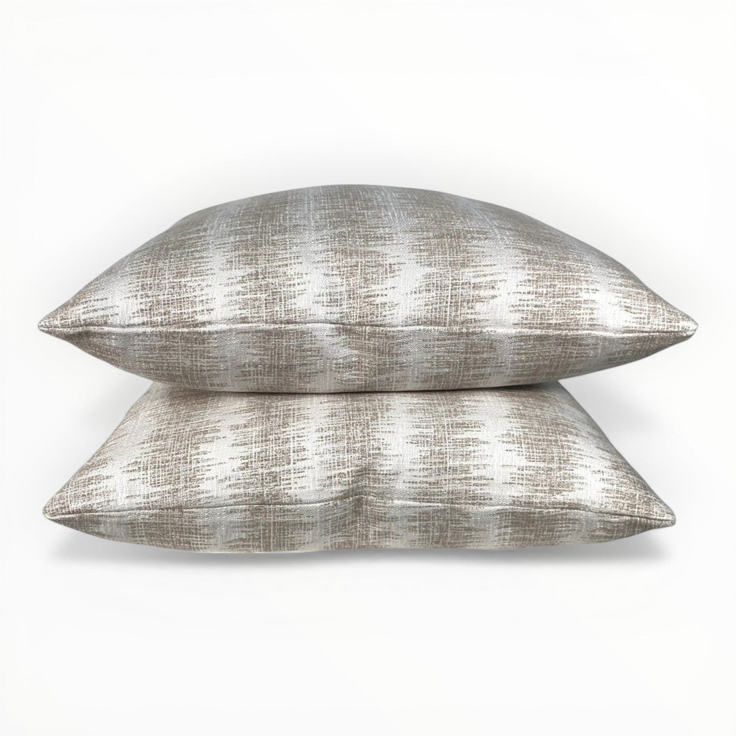 designer ikat chenille accent pillow in light neutral tones