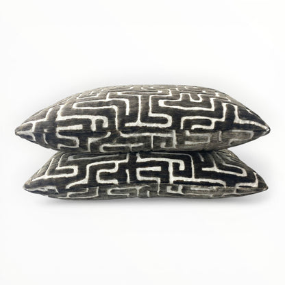 earth tone geometric velvet throw pillow with cut velvet texture