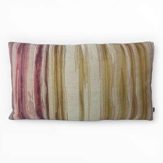 egg and dart true horizon sunset throw pillow cover with layered warm tones