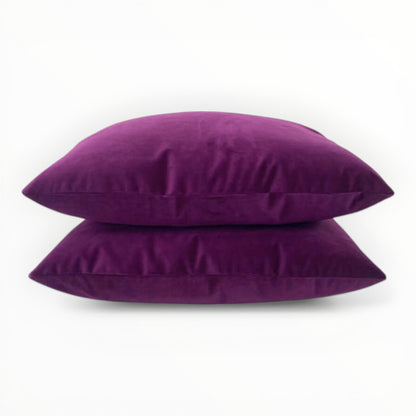 eggplant velvet accent pillow with rich color and soft sheen