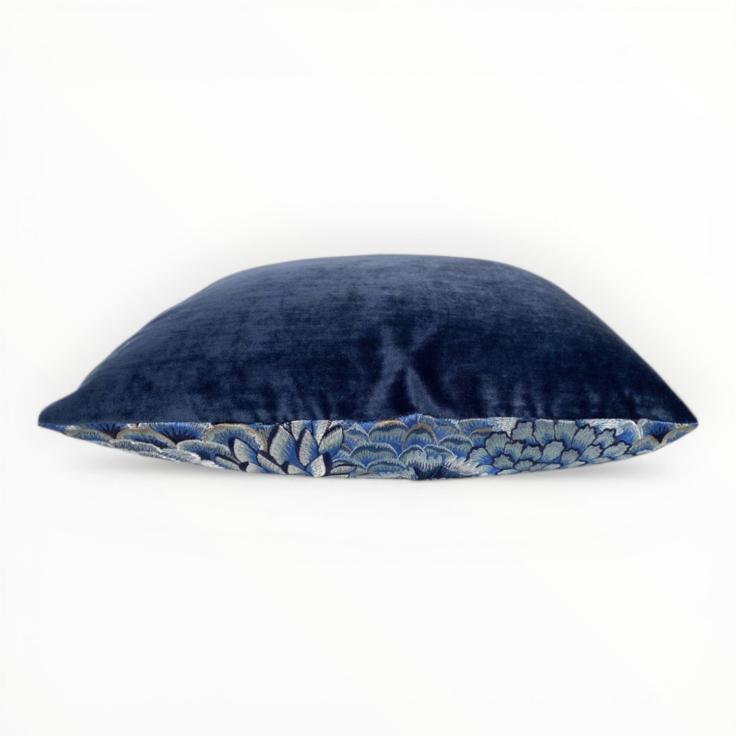 soft blue designer accent pillow with textured embroidery